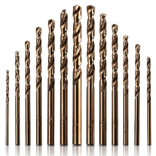 Image of 5% Cobalt Drill Bit Set, M35 High Speed Steel Twist Drill Bits 135 Degree Split Point for Stainless Steel, Cast Iron, Hard Metal, Plastic and Wood(13Pcs)