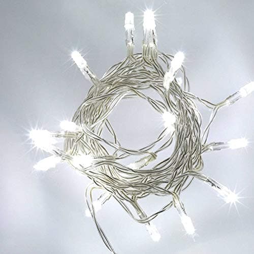 Image of SHATCHI 20 Cool White LED Lights Clear Cable Battery Operated Fairy String Christmas Tree Wedding Party Birthday Garden Party Window Decorations