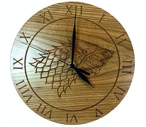 Image of Derwent Laser Crafts Game of Thrones Inspired House Stark Cherry Clock