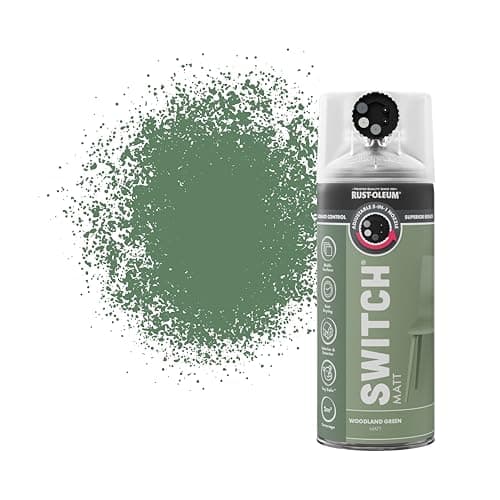 Image of Rust-Oleum Switch 5 in 1 Nozzle Multi Surface Topcoat Decorative Spray Paint Aerosol 400ml Woodland Green Matt Finish