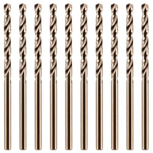 Image of Rennie Tools - Box of 10 x 2mm HSS Gold Cobalt Jobber Drill Bit Set For Stainless Steel, Hard Metals, Aluminium, Cast Iron, Copper. Twist Drill Bit Sets Supplied In A Box. 2mm Drill Bit Set