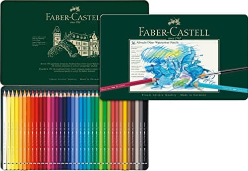 Image of Faber-Castell Art & Graphic Albrecht Dürer Watercolour Pencil, Multicoloured, Tin of 36, Art, Craft, Drawing, Sketching, Home, School, University, Colouring
