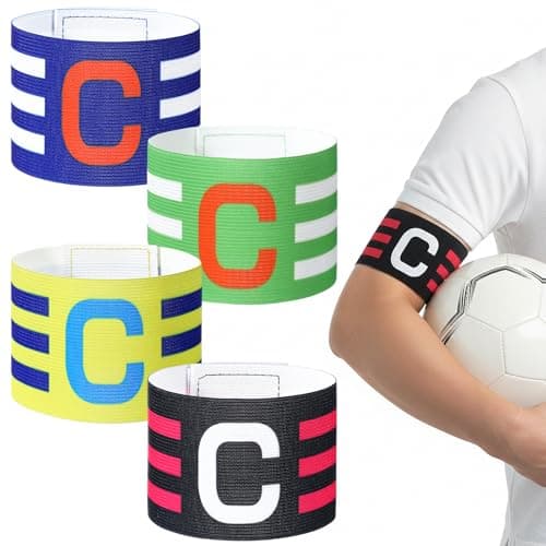 Image of Mabor 4Pcs Soccer Captain Armband, Captain Arm Bands for Soccer, Arm Bands Football for Adults Youth Rugby Basketball Baseball Volleyball Teams, Colored