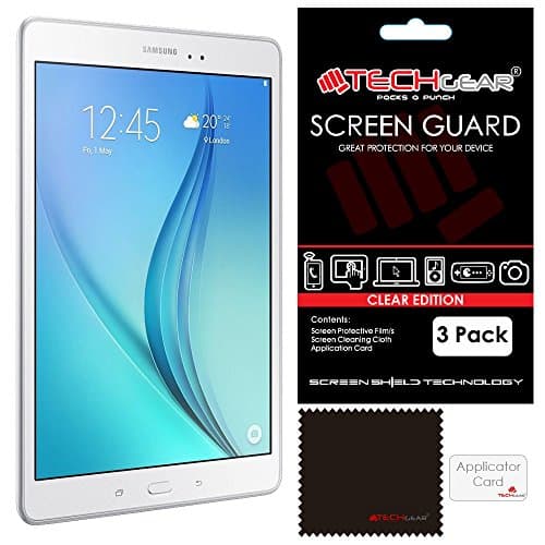 Image of TECHGEAR [Pack of 3] Screen Protectors for Samsung Galaxy Tab A 9.7 Inch (SM-P550 Series) - Ultra Clear Lcd Screen Protector Guard Covers With Screen Cleaning Cloth & Application Card