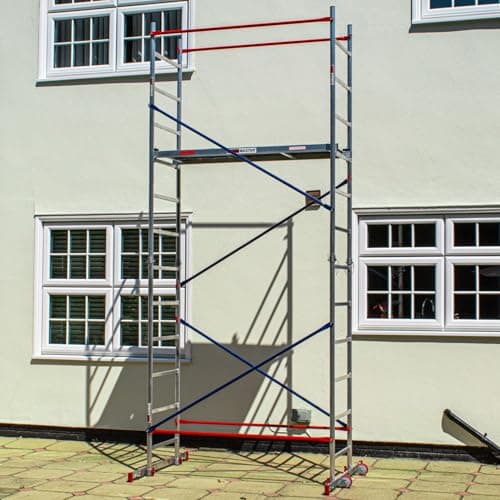 Image of Home Master DIY Scaffold Tower | Aluminium At-Home Scaffolding | 150kg Load Capacity, Quick Assembly, Trapdoor Platform | 5m