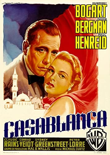 Image of Casablanca 1942 Retro Movie Poster Print in A0-A1-A2-A3-A4-MAXI Design 1