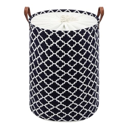 Image of Maxsilan 60L Large Laundry Basket with Drawstring, Collapsible Laundry Hamper with Handle, Round Folding Washing Storage for Bedroom, Bathroom, College Dorm, Blue