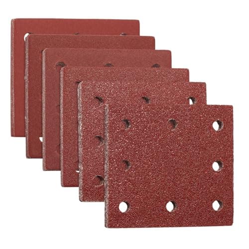 Image of LitartPRO 48pcs 110x115mm Sander Pads Sanding Sheets, 8×40/60/80/120/240/400 Grit Sanding Pads Assortment-8 Hole Hook and Loop Palm Detail Sand paper for Electric Sander