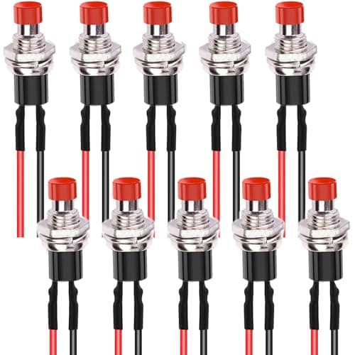 Image of RUNCCI-YUN 10Pcs 1A 250V AC 2 Pins SPST Red Normal Open Mini Momentary Push Button Switch with Pre-soldered Wires