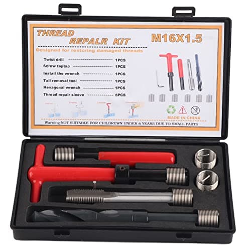 Image of 11Pcs Thread Repair Kit,M16x1.5 Length 1.5D Stainless Steel Twisted Drill Tap Wrench Threaded Insert Tool,Metric-Imperial Units Conversion Helicoil Repair Kit