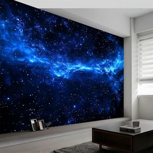 Image of Space Universe Nebula Stars Mural Wallpaper 350 x 256 cm, Wall Decoration Paper Poster Bohemian Fantasy Art for Teen Kids Bedroom Playroom Home Decoration Wallpaper