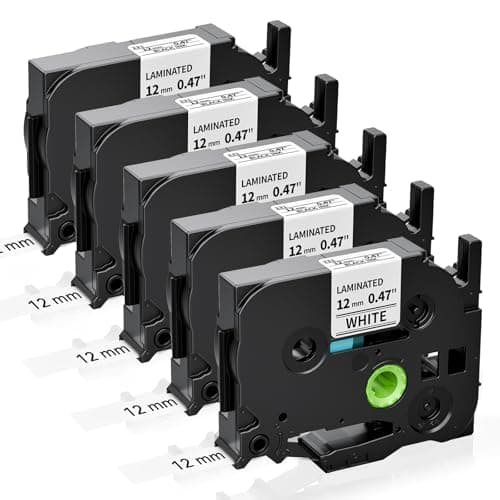 Image of COLORWING Replace for Brother P-Touch Label Tape 12mm TZe-231 0.47" Laminated White for Brother Label Printer PT-H110 E110 H100R H100LB H101C H108 H105 D210, Black on White TZ Tape Cassette, 5-Pack
