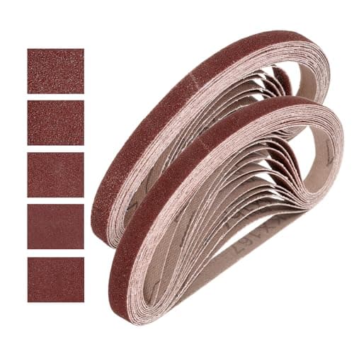 Image of sourcing map 13mm x 457mm Sanding Belts, 50 Pcs 60/80/120/180/240 Grits Aluminum Oxide Abrasive Belt Sander File Belt for Woodworking, Metal Polishing, Knife Sharpener