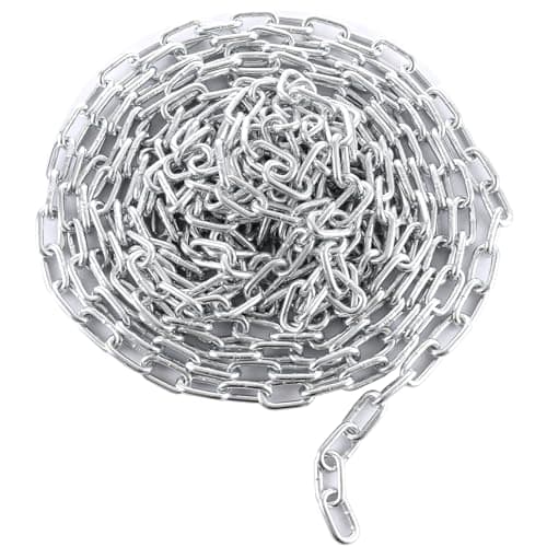 Image of GBACHOOSE 10m x 6mm Galvanised Chain, Heavy Duty Chain Links, Silver Metal Chain for Hanging Chairs, Fence, Gate, Gym, Bike Lock, Padlock, Weight Lifting