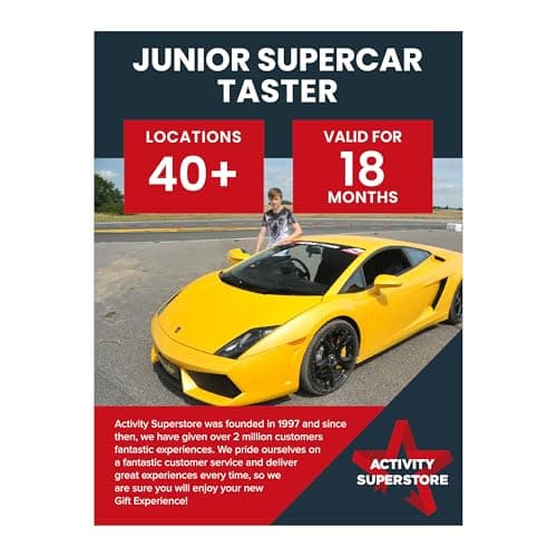 Image of Activity Superstore Junior Supercar Taster Driving Experience Day for Young Drivers, Minimum age 11, Available at 40+ UK Locations, Experience Days, Driving Experience, Young Driver Experience