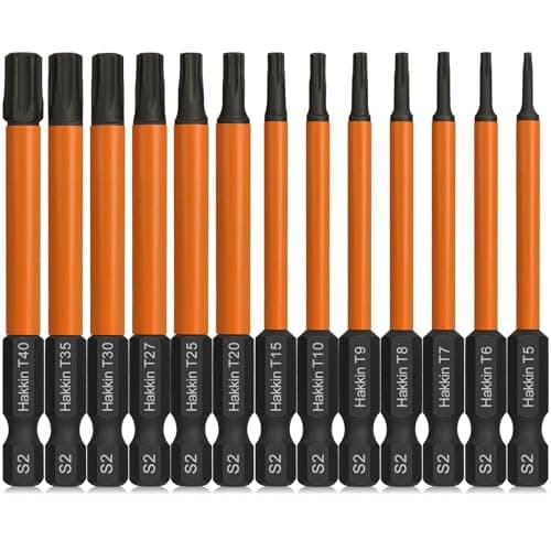 Image of Hakkin Torx Bit Set 13Pcs Tamper Proof Security Torx Bits 75mm Premium S2 Steel 1/4” Hex Shank Magnetic Torx Screwdriver Bits for Power Impact Driver T5 T6 T7 T8 T9 T10 T15 T20 T25 T27 T30 T35 T40