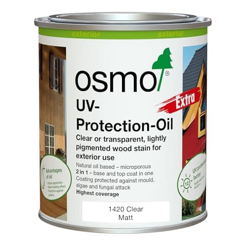 Image of Osmo UV Protection Oil Extra for Exterior Wood, Clear Matt 1420 for Vertical Structures (Clear Matt, 0.75L)