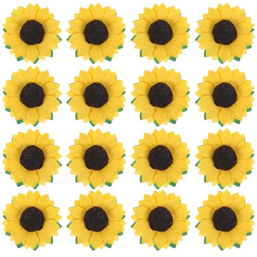 Image of Milisten 100pcs DIY Sunflower Heads Decor Paper Flower Heads Decorative Handmade Delicate Design Yellow Sunflower for Candy Boxes and Company Events