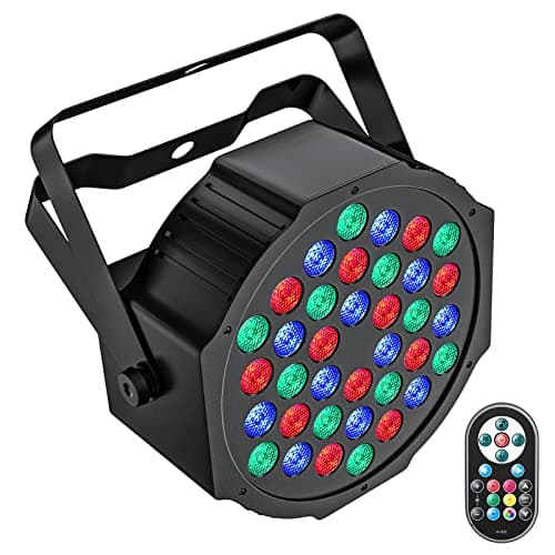 Image of Leleght RGB LED Stage Light, 72W Par Can Light DMX 7CH with Remote Control and Sound Activation, 7 Lighting Modes Disco Lights for Parties Wedding Church Live Show Halloween Christmas