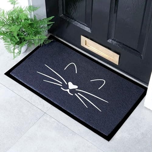 Image of Artsy Mats Cat Face Pattern Indoor & Outdoor Door Mat - Incredibly & Weatherproof Doormats - Non Slip Mat, (70x40 cm)
