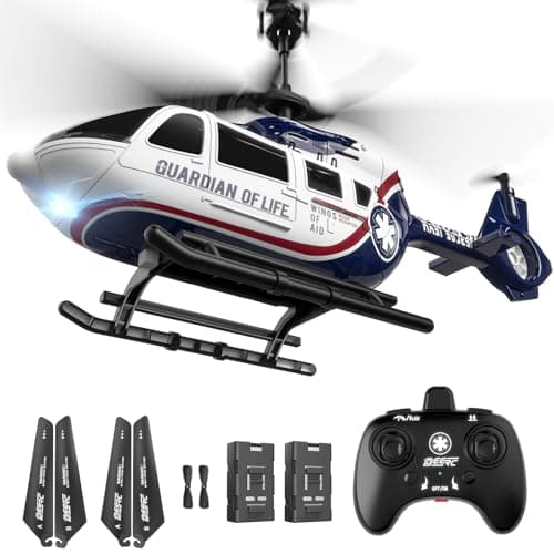 Image of DEERC RC Helicopter,Military Rescue Remote Control Helicopter for Kids & Adults,Toys Helicopter with Altitude Hold, One Key take Off/Landing, LED Light, Low Battery Reminder, Gift for Boys Ages 8-12