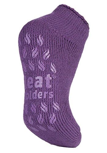 Image of HEAT HOLDERS - Ladies 2.3 tog thermal low cut non slip ankle slipper socks in 4 colours size 4-8 uk (4-8 UK, Violet)