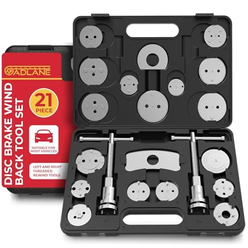 Image of GADLANE Brake Caliper Rewind Tool Kit - 21pcs Universal Robust Caliper Wind Back Tool Set, Front & Rear Brake Piston Rewind Tool Professional Kit for Cars, Vans and More - Brake Caliper Tool Kit 21PCS
