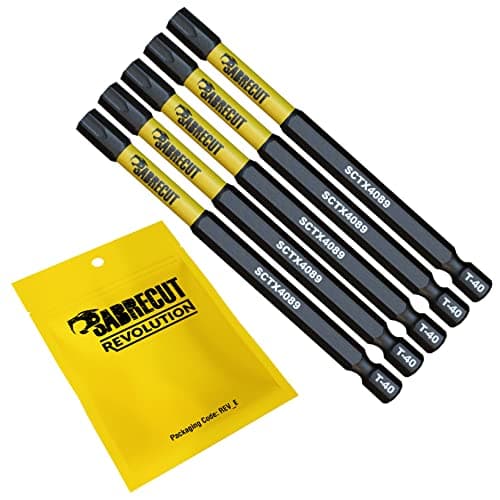 Image of 5 x SabreCut SCTX4089_5 89mm T40 TX40 Magnetic Impact Screwdriver Driver Bits Set Torx Heavy Duty