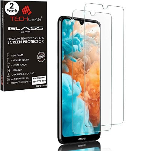 Image of TECHGEAR [2 Pack GLASS Edition Screen Protector Compatible with Huawei Y6s / Y6 2019, Tempered Glass Screen Protector [2.5D Round Edge] [9H Hardness] [Crystal Clarity] [Scratch-Resistant] [No-Bubble]