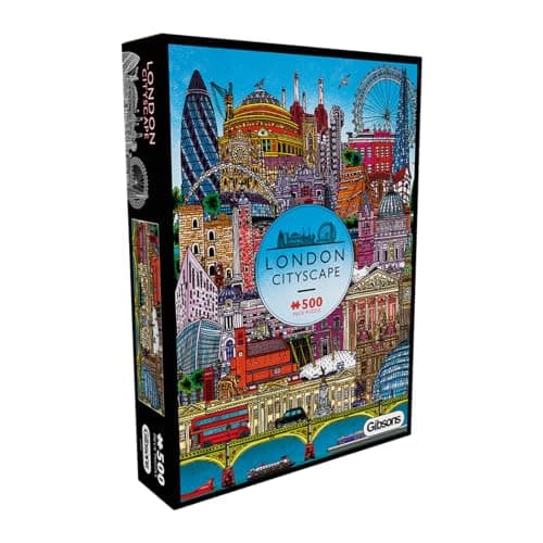 Image of Gibsons London Cityscape Jigsaw Puzzle 500 Pieces for Adults & Teens Colourful London Landmarks Artwork Sustainable Puzzle with Thickest Premium 100% Recycled Board Great Gift Idea