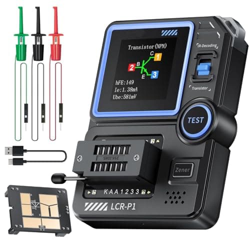 Image of Fasizi Multifunction Transistor Tester: MOSFET, Capacitor, SMD Electronic Component Tester for Diode, Triode, ESR, NPN, PNP – LCR Meter with Anti-Burn Feature