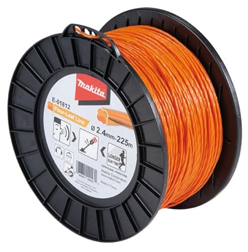 Image of Makita E-01812 Four-Leaf 2.4 mm x 225 m Trimmer Line Nylon Orange Noise Reducing Increased Running Time Especially for Cordless Grass Trimmers and Cordless Brush Cutters