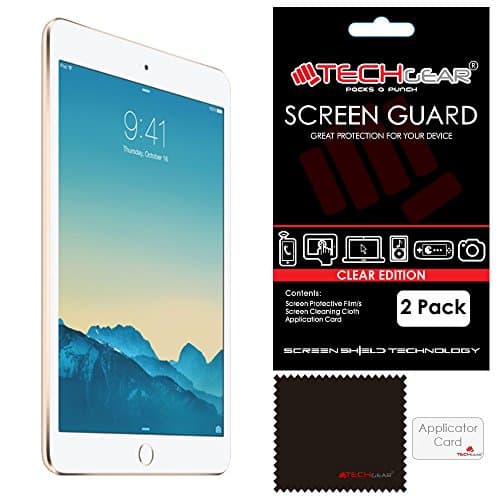 Image of TECHGEAR [Pack of 2] Screen Protectors for iPad Mini 3 / 2 / 1 - Clear Guard Covers Compatible With Apple iPad Mini 1st, 2nd & 3rd Generation - With Cloth & Application Card
