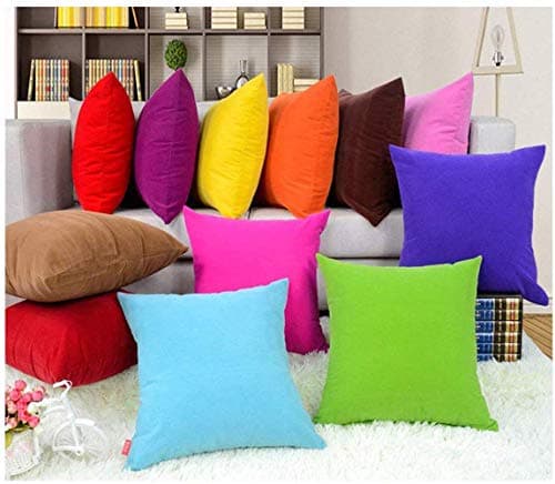 Image of Coliang Throw Pillow Case - Colorful Multi-Color Soft Plain Solid Cushion Cover for Sofa and Office - 45x45CM (No Insert) - Orange