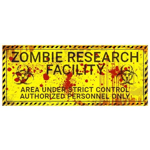 Image of Zombie Research Facility Halloween PVC Party Sign Decoration