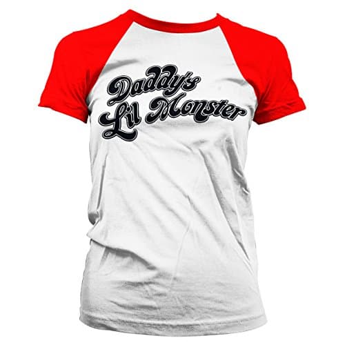 Image of Officially Licensed Merchandise Suicide Squad Daddy´s Lil Monster Baseball Girly Tee (White/Red), Medium