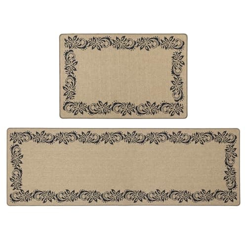 Image of JVL Elegance Machine Washable Entrance Doormat and Runner Set - Border