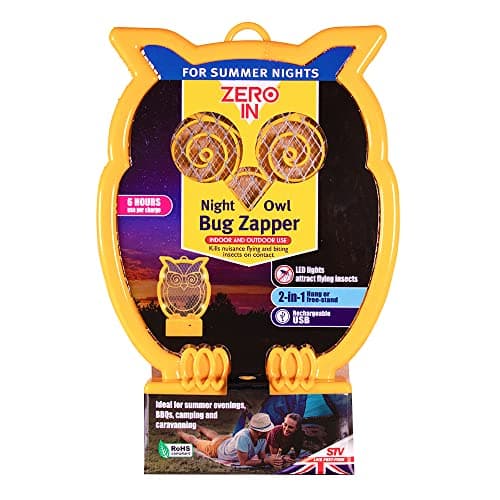 Image of Zero In Night Owl Rechargeable Bug Zapper Kills Wasps, Flies and Mosquitoes, Hanging or Free-Standing in the Home or Garden, LED Insect Lamp, Battery Operated