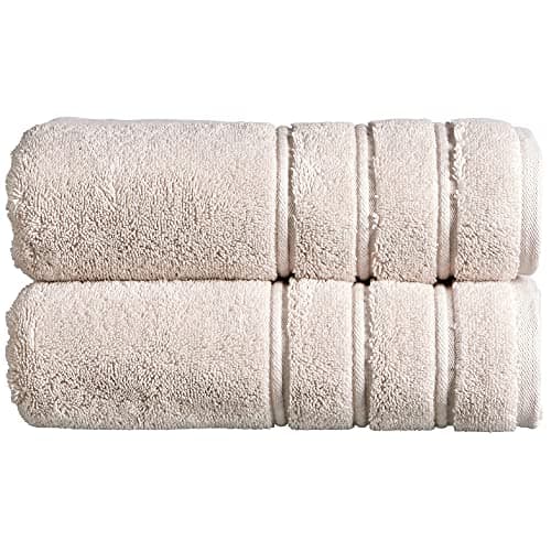 Image of Christy Antalya Large Bath Towels | Set of 2 | 100% Turkish Cotton | 600GSM | Soft Plush Luxury Towel Set | 70cm x 125cm | Quick Dry | Pumice Beige