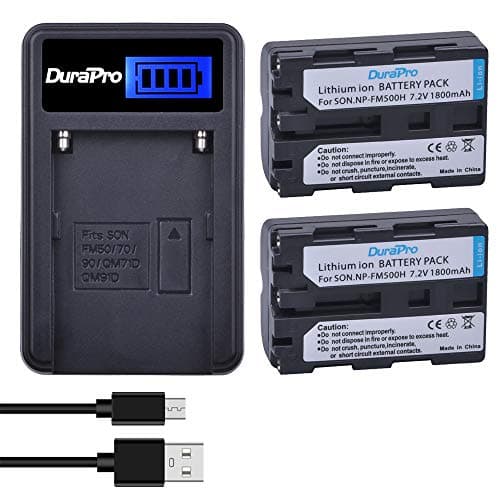 Image of DuraPro 2Pcs NP-FM500H Battery + LCD USB Charger for Sony a99,a77,a58,a57,a65,a68,a200,a300,a350,a450,a500,a550,a560,a700,a850,a900 Cameras