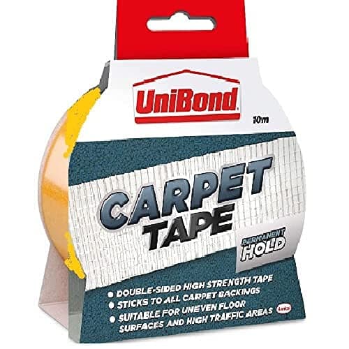 Image of UniBond 1415416 Permanent Carpet to Floor Tape High Strength Adhesive - 50 mm x 10 m, Yellow