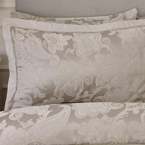Image of Catherine Lansfield Opulent Jacquard Quilted Pillow sham Pair Champagne Gold