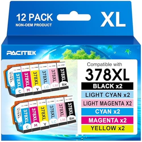Image of 378XL Ink Cartridges 12-Pack, High Yield Replacement for Epson 378 XL Ink Cartridges Multipack, Compatible with Epson Expression Photo XP-8700 XP-8500 XP-8505 XP-8600 XP-8605 XP-8000 XP-8005