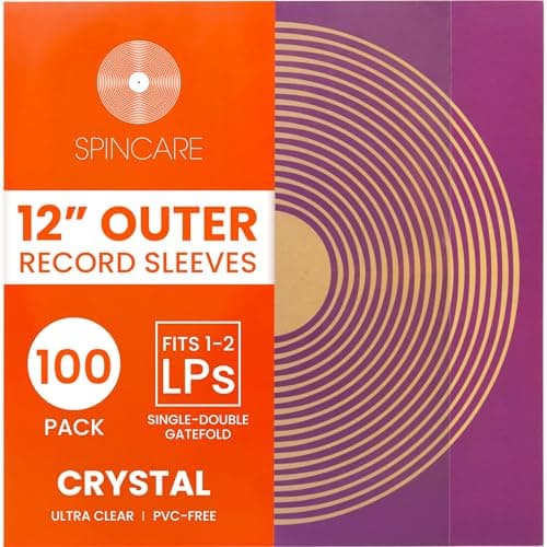 Image of 100x 12 Inch Standard Outer Vinyl Record Sleeves | Crystal Clear Covers for Single Double Albums & LPs | Acid-Free Protective Plastic Sleeves | Clean & Crisp Polypropylene