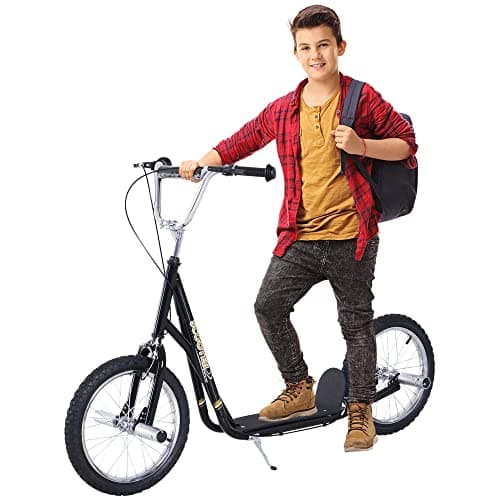 Image of HOMCOM Stunt Scooter, Kids Scooter with 16" Big Wheels, Adjustable Height, Dual Brakes, for Ages 5+ Years, Black