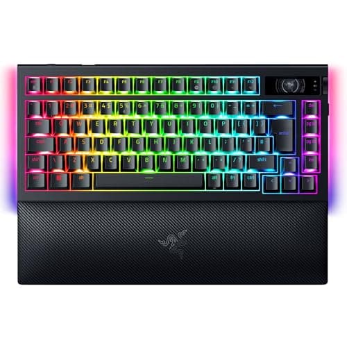 Image of Razer BlackWidow V4 Pro 75% - Wireless Hot-Swappable Gaming-Keyboard - OLED display (command dial, 4K Hz & Bluetooth connectivity, magnetic palm rest) US Layout ISO | Black