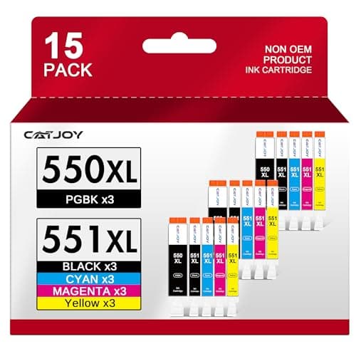 Image of CATJOY 550 551XL Ink Cartridges Replacement for Canon PGI-550XL CLI-551XL for Canon Pixma ix6850 IP8750 MX925 MG5550 MG5650 MG6450 MG6650 MG7150 MG7500 MG7550 (15-Pack)