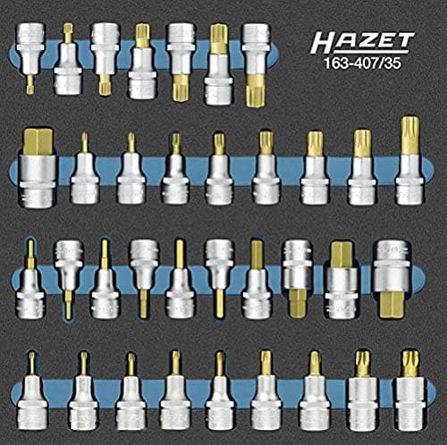 Image of HAZET 163-407/35 Internal Serration Profile XZN Ribe-CV Spline Screwdriver Socket Set - CVD-Tin Coated