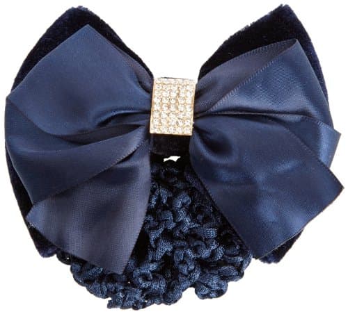 Image of Equetech Women’s Crystal Dressage Bow & Hair Net – Navy Equestrian Riding Hair Accessory, One Size
