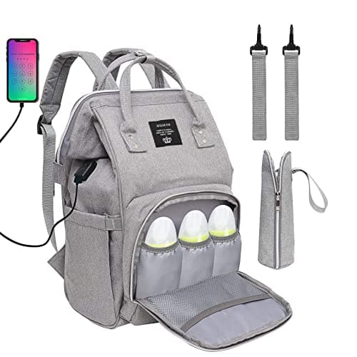 Image of Homened Baby Diaper Bag Backpack, Multi-Function Waterproof Maternity Nappy Bags with USB Port for Mom & Dad, Large Capacity (Grey)